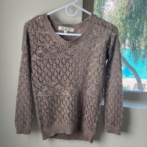 Pink‎ Rose Taupe Knit Sweater Top